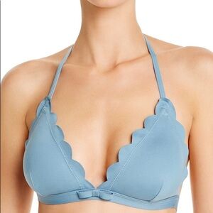 Kate Spade New York Scalloped Triangle Bikini Top NWT Small Harbor Fog